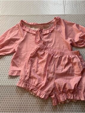 Girls' Pink Plaid Pajama Set - Kids Sleepwear. Size S